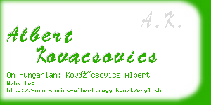 albert kovacsovics business card